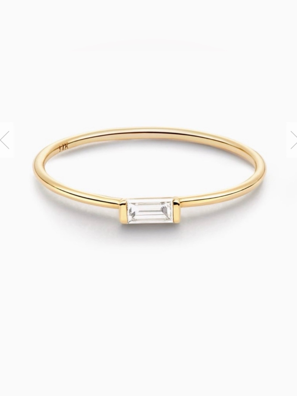14K Gold Baguette Solitaire Ring in Yellow Gold